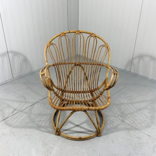 Silla de ratán Rohé Noordwolde años 60