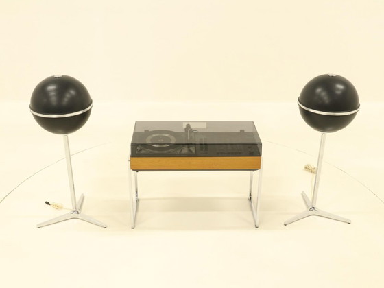 Image 1 of Wega Studio 3212 Hifi de Verner Panton & 2 enceintes Grundig Audiorama modèle 8000
