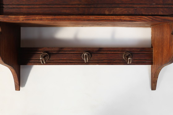 Image 1 of Mueble de afeitar Art Déco de roble con espejo biselado, Francia, ca. 1900