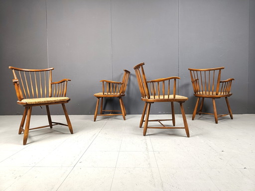 Wks 7 Fauteuils avec assise en osier Par Arno Lambrecht Pour Wk Möbel, Allemagne, 19