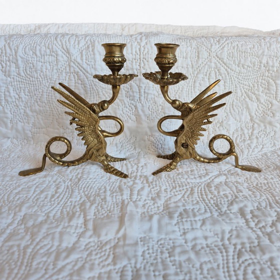 Coppia di portacandele con draghi alati – Stile Napoleone III – Metal (photo 13 of 13)