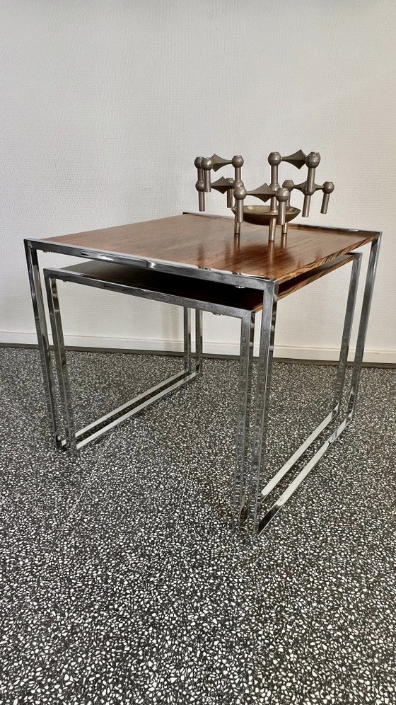 Mid Century Desig Tavolini Palissandro – Wood, Chrome (photo 3 of 8)