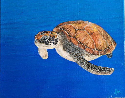 Handmade acrylic sea turtle painting