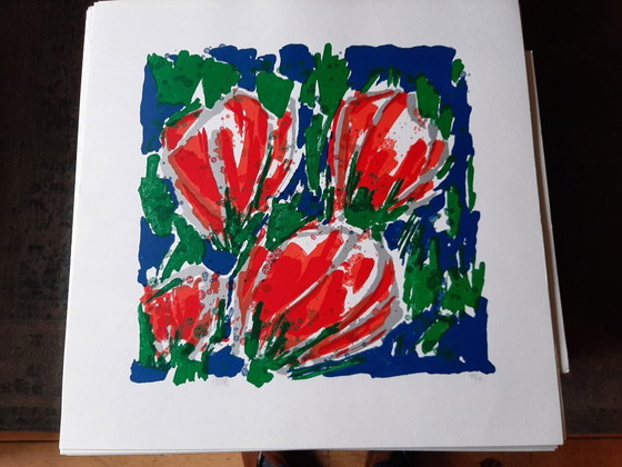 Image 1 of Ad van Hassel - Serigrafía, Tulipanes rojos - 100 ejemplares