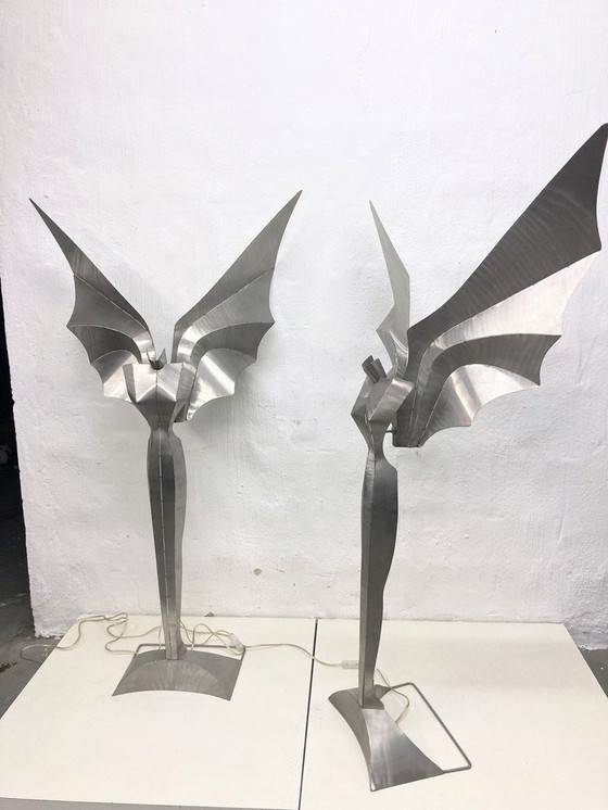 Image 1 of 2 vloerlampen 80s 90s design Reinhard Stubenrauch engel verlicht sculptuur