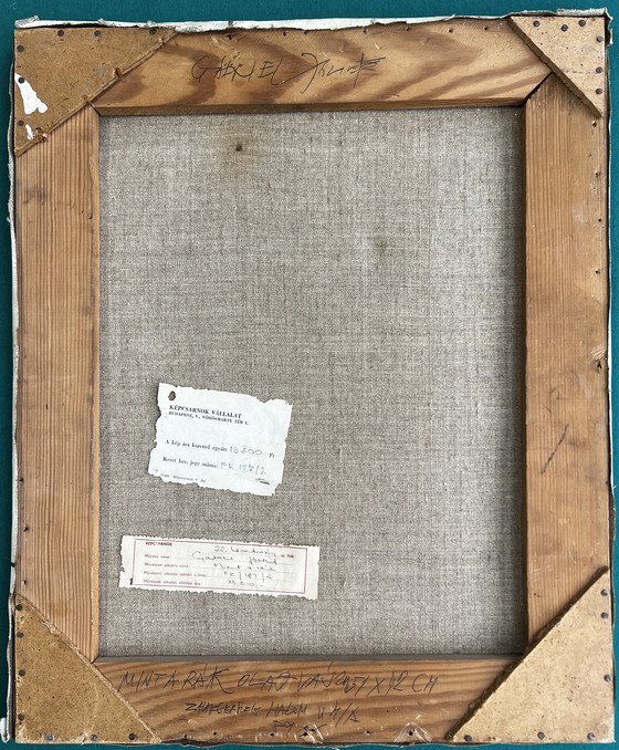 Image 1 of Gabriel Jozsef, Hongrie, paysage à l'huile, avec étiquette de la galerie,