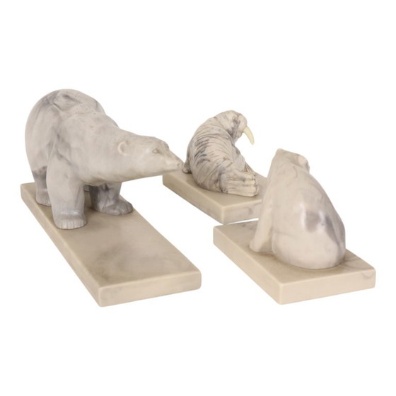 Set vintage di 3 statuette di animali in marmo artificiale Inuit Canada – Sculture, Plastic (photo 6 of 19)