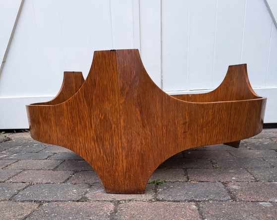 Tavolino rotondo in teak stile Space Age – Tavolini da caffè, Glass, Wood (photo 4 of 9)