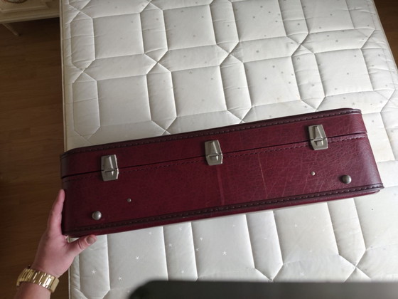 Bella Valigia da Viaggio Vintage, Borse da viaggio, Metallo, Tessile, Rosso (foto 4 di 7)