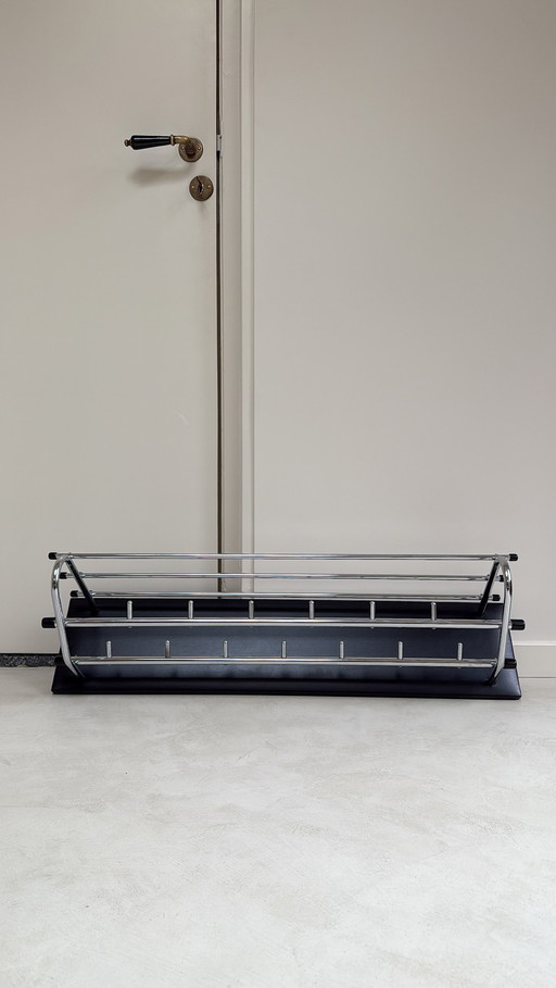 Vintage sixties chrome tube frame wall coat rack