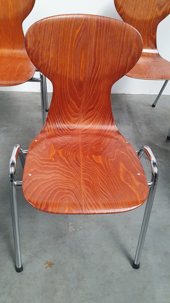 Image 1 of 6x Eromes Pagholz Industrieller stapelbarer Design-Stuhl