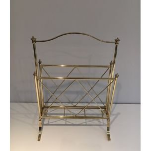 Image 1 of Vintage Neoclassical brass magazine rack, 1940