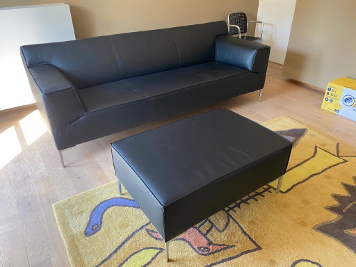 Canapé 3 places avec pouf Design On Stock Bloq – banken, Leather, Metal (photo 2 of 5)