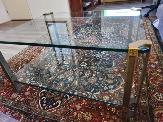 Peter Ghyczy Coffee table | Brass & Glass | 90 x 70 x 45 cm | 1970s (photo 3 of 8)