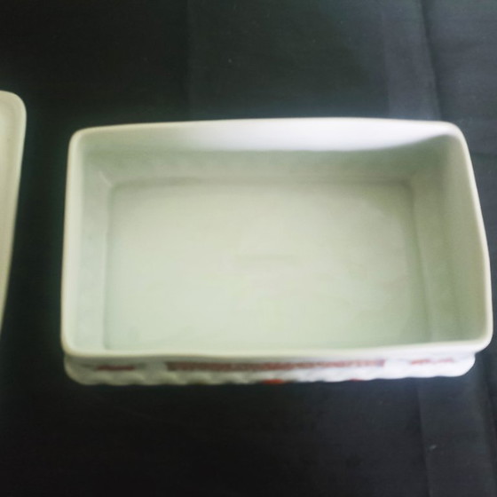 Image 1 of Limoges Bernardaud "Pondichéry sublime grande boîte à couvercle (18 cm)