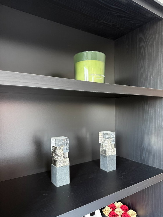 Image 1 of Ensemble de 4 modules comprenant un meuble mural/séparateur de pièce au design noir luxueux