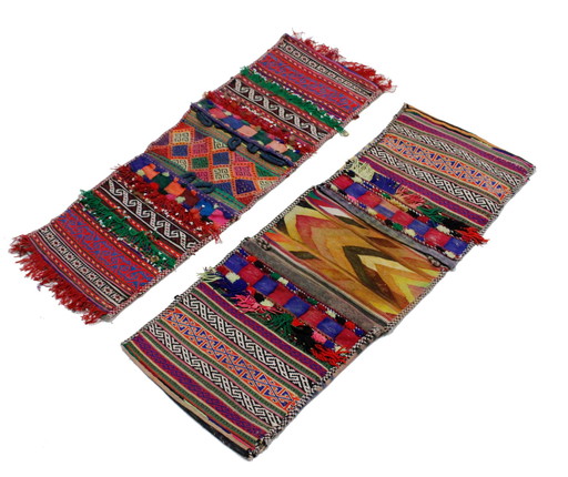 2x Original Handgeknüpfte Salz Tasche Aus Echter Wolle, Khurjin, Afghan Deco 70x30 cm