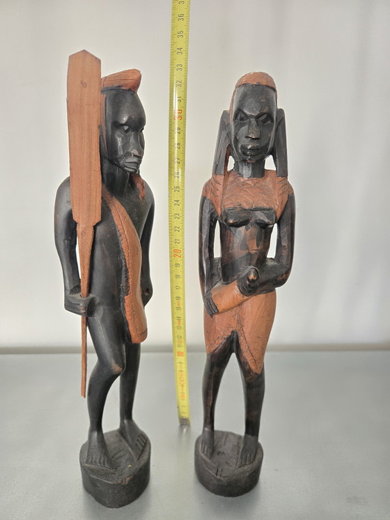 Image 1 of Afrikanische Statuen (Holz / 33 cm)