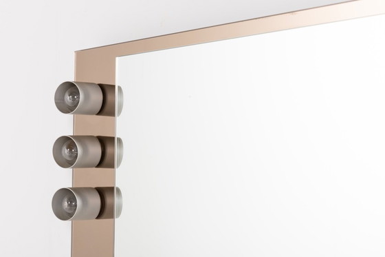 Image 1 of Miroir de coiffeuse italien moderne du milieu du siècle avec appliques murales de Veca, années 1960
