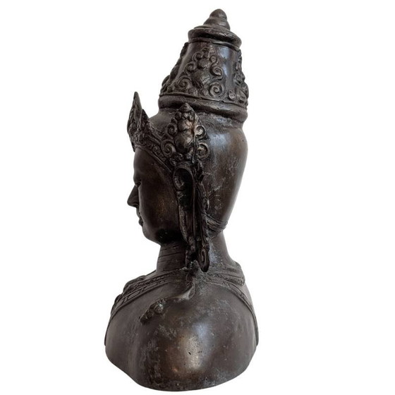 Antieke bronzen Vishnu buste met kroon – kavel 135 – Beeldhouwkunst, Gold (photo 7 of 18)
