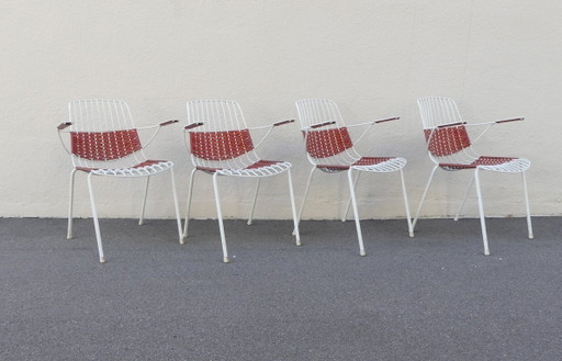 4 Tuinstoelen met armleuningen Metaal Stiegler Marbach Jaren 70 WstaEb – Metal, Plastic, Vintage