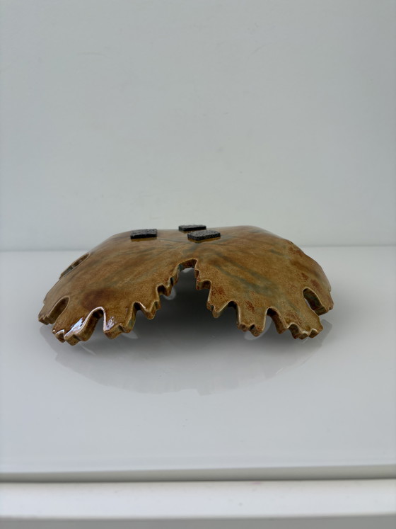 Image 1 of Retro 70s naturalistic bowl in the shape of an oak leaf