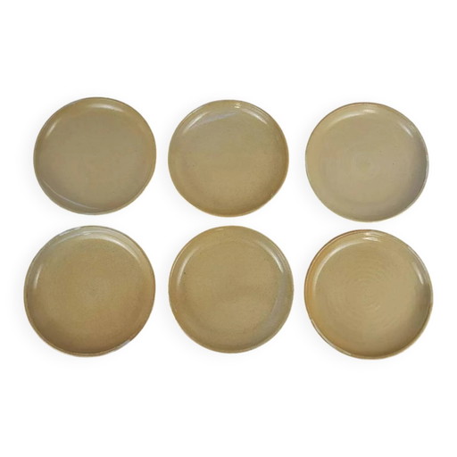6 stoneware dessert plates, Auger Pottery