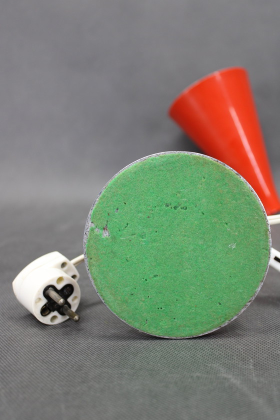 Image 1 of 1960er Josef Hurka Rote Tischlampe für Lidokov, Tschechoslowakei