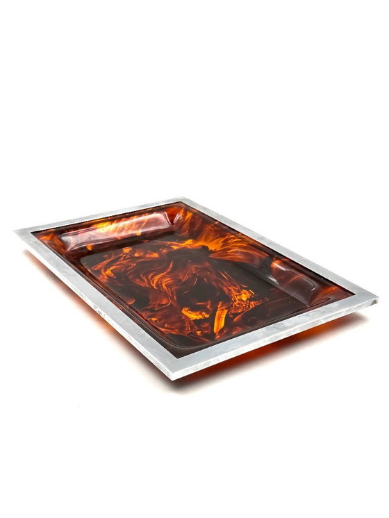 Image 1 of Hollywood regency brass and tortoiseshell lucite tray, Italy 1970s