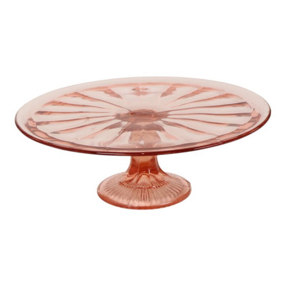 Roze Art Deco Taartschotel Gebak Schaal Depression Glass – Tafelaccessoires (photo 4 of 13)