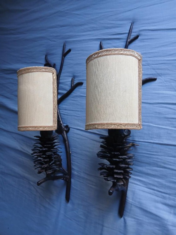 2 Applique lampade ramo pigna – Metal, Textile (photo 6 of 9)