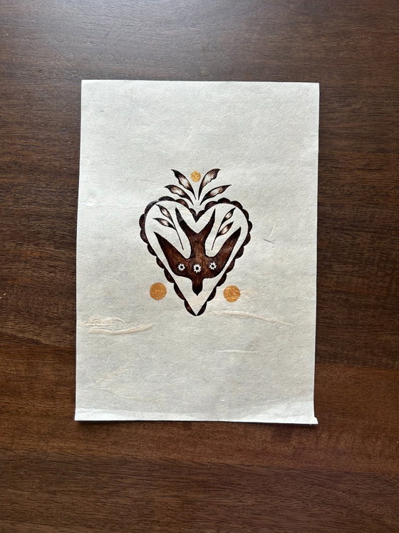 Image 1 of Handmade Artwork | Swallow with Gold | Boho A4