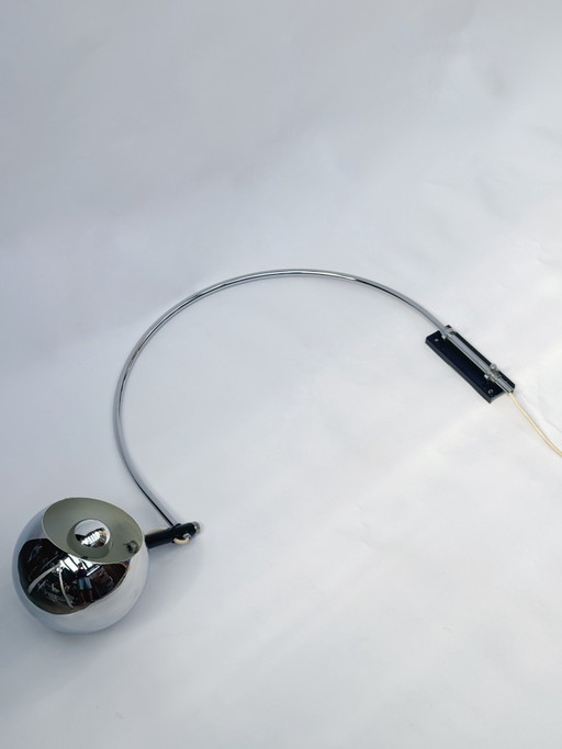 Seltene Herda-Bogenwandleuchte aus Chrom | Weltraumzeitalter | Mid-Century Modern