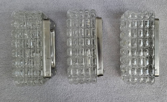 Set aus 3 ERCO 54 090 Blasenglas Wandleuchten, deutsche Mid-Century Modern aus den 1960er Jahren – Metal (photo 13 of 15)