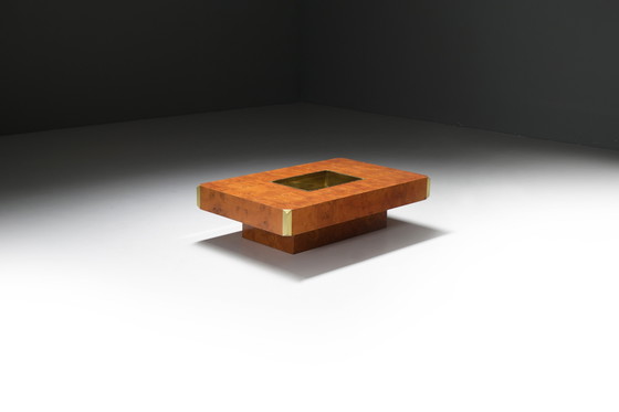 Image 1 of Table basse vintage Alveo en bois de ronce Attribué à Willy Rizzo par Mario Sabot, Italie