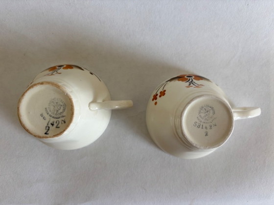 Image 1 of Set of 2 Societe Ceramique "Beatrix" cups and saucers
