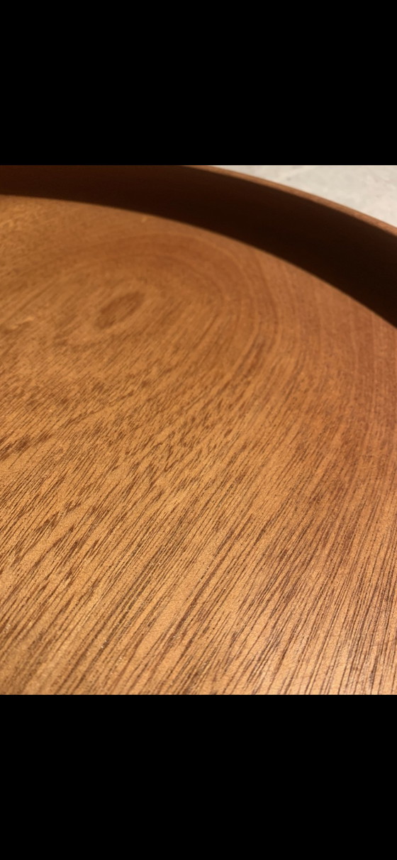 Image 1 of Grote Vintage Mahoniehouten Schaal – Ø 46 cm – Mid-Century Design