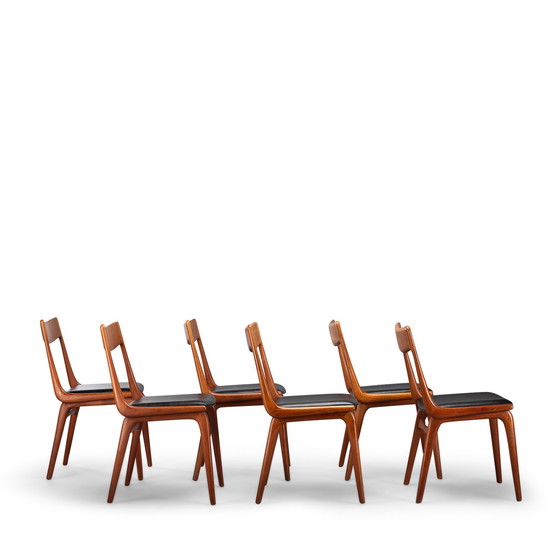 Image 1 of Design danois Chaises Boomerang Modèle 370 par Erik Christensen pour Slagelse Mobelvaerk, Lot de 6