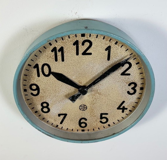 Image 1 of Gran reloj de pared industrial azul de Chronotechna, década de 1950