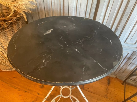 Image 1 of French Table Side Table Art Nouveau 1890 With Faux Marbre Hand Forged