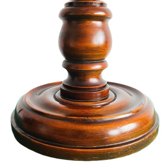 Image 1 of Vintage Mid-century French turned plant column solid wood plant stand 1960s