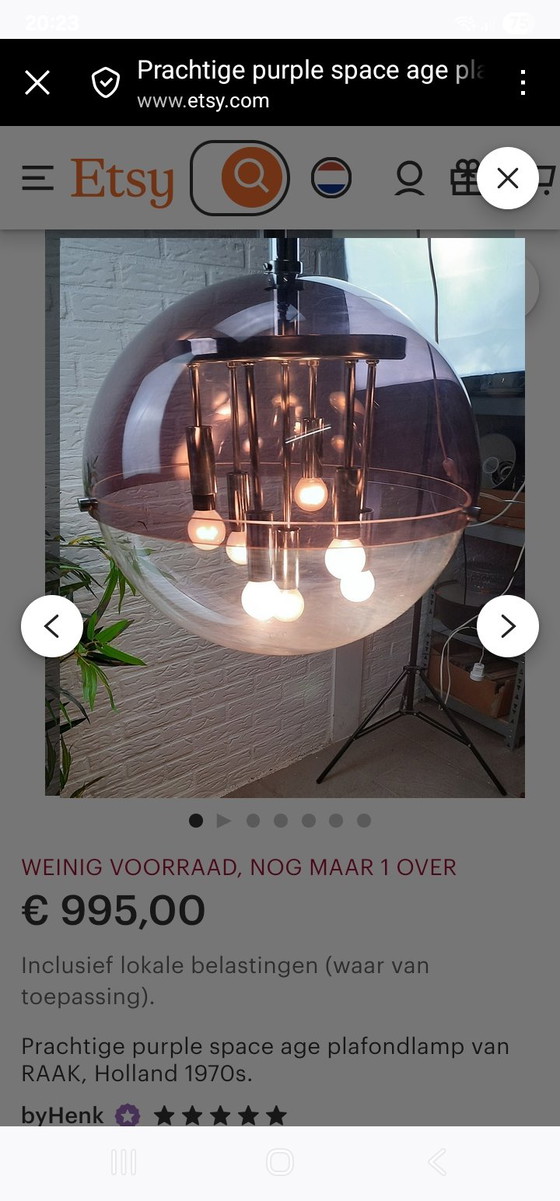 Image 1 of Space Age with this beautiful globe lamp, attributed to Raak.