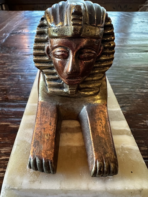 Sphinx vintage en laiton sur base en onyx