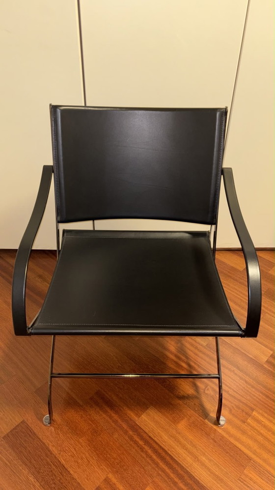 Poltroncina Flexform Lauren – Antonio Citterio – Pelle Nera – Sedie pieghevoli, Leather, Metal (photo 2 of 5)