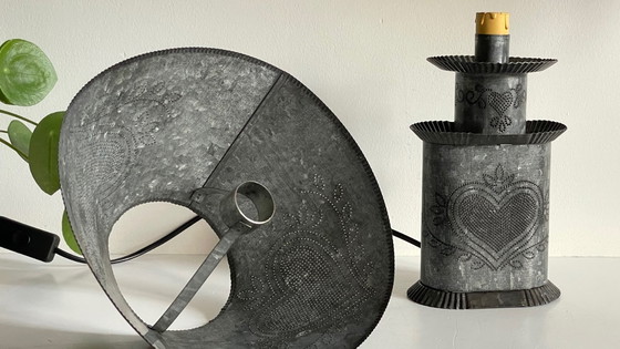 Image 1 of Vintage Zinc Heart Lamp