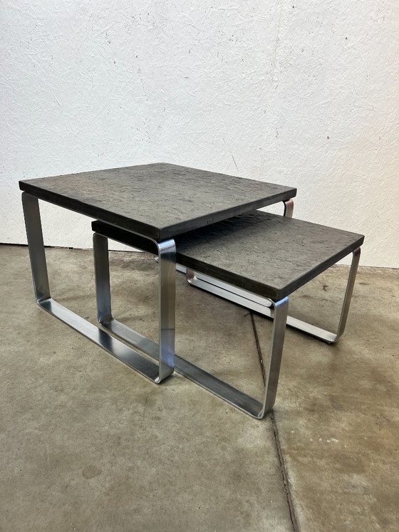 Image 1 of Set of Vintage Coffee Tables, Slate, Peter Draenert, Belgium, 1970s