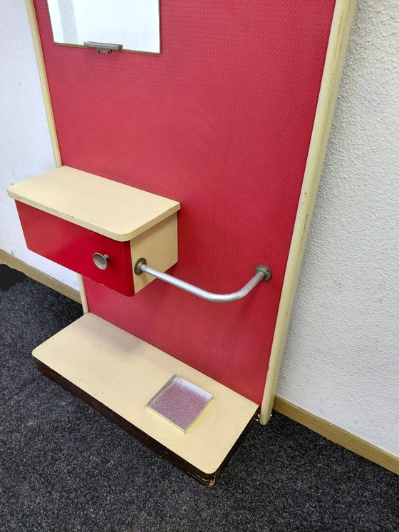 Image 1 of Fifties wall wardrobe in red with ivory white