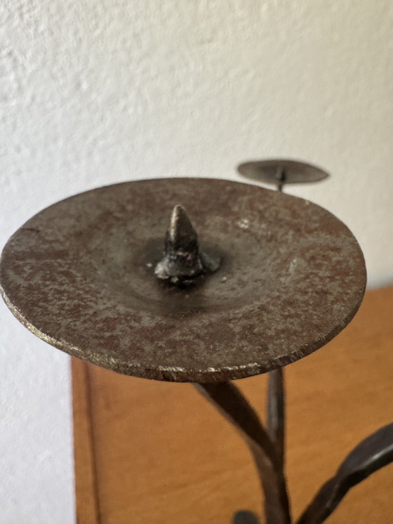 Image 1 of 60's Brutalist style wrought iron candlestick