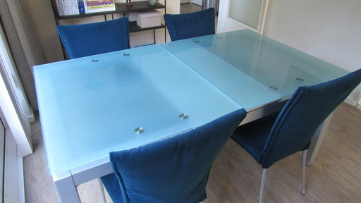 Bontempi eettafel + 4 Bonaldo eetkamerstoelen