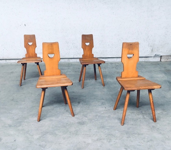 Image 1 of Vintage Belgische brutalistische design pub-caféstoelenset van Torck, België jaren 60